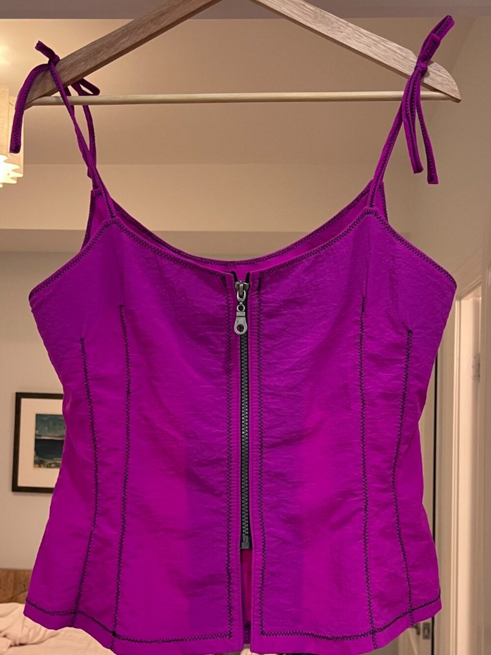 PINK/FUCHSIA TIE-SHOULDER CAMI, SIZE L-12, EUC - Picture 6 of 11
